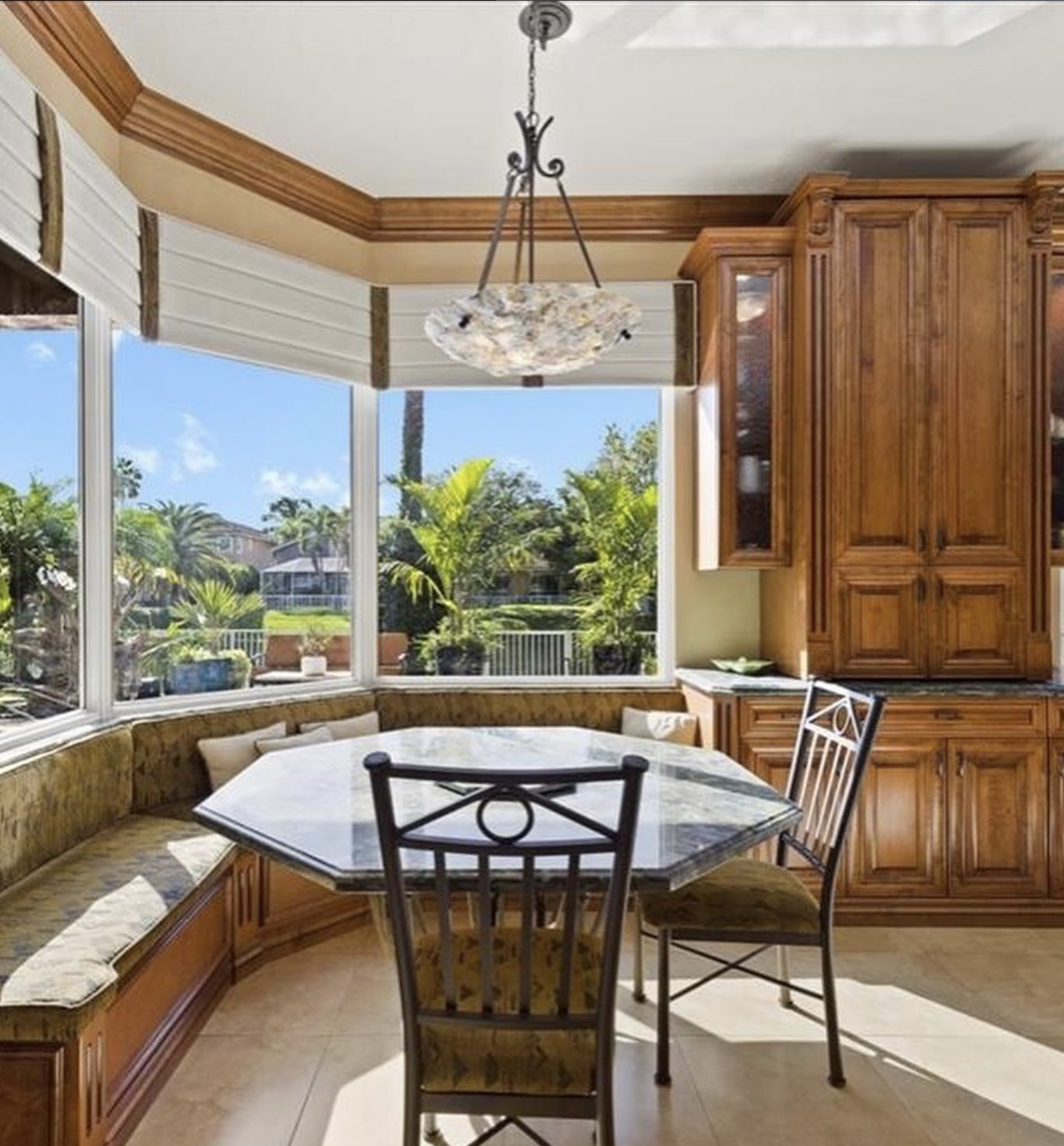 Breakfast nook with waterfront view